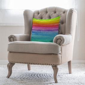 img 1 attached to Moslion Summer Rainbow Stripes Pillow Cover - Cotton Linen Decorative Throw Cushion Case 18 x 18 Inch for Sofa, Bedroom - Men Women Multicolor