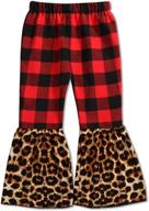 🐆 stylish girls leopard bell-bottoms: trendy ruffle leggings with flared print pants & elastic waist logo