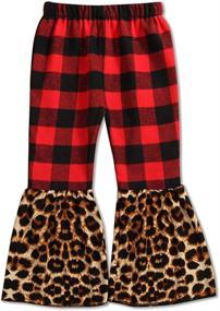 img 4 attached to 🐆 Stylish Girls Leopard Bell-Bottoms: Trendy Ruffle Leggings with Flared Print Pants & Elastic Waist