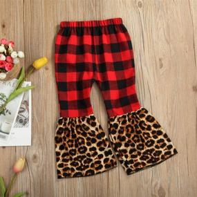 img 3 attached to 🐆 Stylish Girls Leopard Bell-Bottoms: Trendy Ruffle Leggings with Flared Print Pants & Elastic Waist