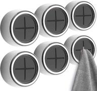 🧺 convenient 8 pack self-adhesive kitchen towel holder: strong round wall mount hook for bathroom, kitchen, home, cabinet, garage – no drilling required logo