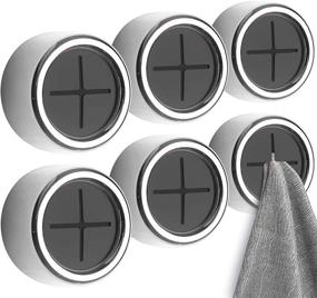 img 4 attached to 🧺 Convenient 8 Pack Self-Adhesive Kitchen Towel Holder: Strong Round Wall Mount Hook for Bathroom, Kitchen, Home, Cabinet, Garage – No Drilling Required