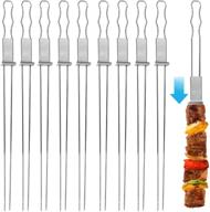 🔥 grill like a pro with blue donuts 10 pack kabob skewers for grilling - 17 inch stainless steel skewers with push bar, comfort handle grip - bbq grilling accessories logo