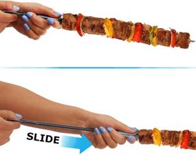 img 1 attached to 🔥 Grill Like a Pro with Blue Donuts 10 Pack Kabob Skewers for Grilling - 17 Inch Stainless Steel Skewers with Push Bar, Comfort Handle Grip - BBQ Grilling Accessories