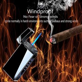 img 2 attached to 🔥 Efficient 2-in-1 Arc Lighter and Torch: USB Rechargeable, Refillable Butane Jet Flame, Windproof - Ideal for Fire, BBQs, Camping - Black Ice Design