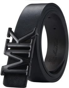 img 4 attached to Fashionable Reversible Leather Belt with Rotated Buckle - Must-Have Men's Accessories