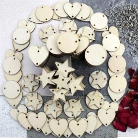 img 1 attached to MotBach 360-Piece Wooden Circles/Star/Heart Tags with Holes and Rings: Ideal for DIY Crafts, Birthday Boards, and Decorations