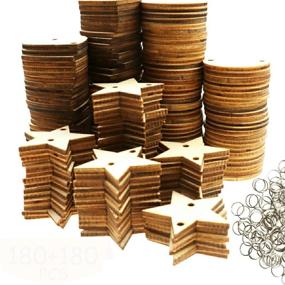 img 4 attached to MotBach 360-Piece Wooden Circles/Star/Heart Tags with Holes and Rings: Ideal for DIY Crafts, Birthday Boards, and Decorations