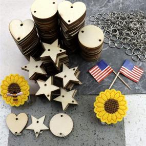 img 2 attached to MotBach 360-Piece Wooden Circles/Star/Heart Tags with Holes and Rings: Ideal for DIY Crafts, Birthday Boards, and Decorations