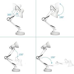 img 3 attached to 🔦 Gupuzm LED Desk Lamp with Clamp - Swing Arm Desk Lamp with 5 LED Cold Light Bulbs 6500K - Foldable Table Lamp for Office, Work, Study, Dormitory Reading and Eye Protection (White)