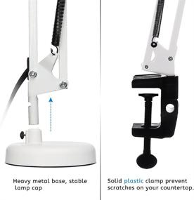 img 1 attached to 🔦 Gupuzm LED Desk Lamp with Clamp - Swing Arm Desk Lamp with 5 LED Cold Light Bulbs 6500K - Foldable Table Lamp for Office, Work, Study, Dormitory Reading and Eye Protection (White)
