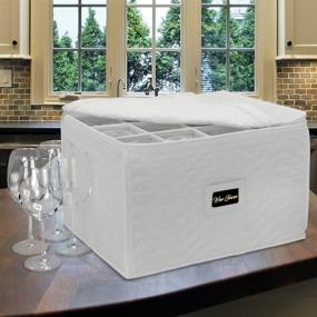 img 3 attached to Sorbus Stemware Storage Chest: Deluxe Quilted Case with Dividers for Safely Storing 🍷 or Transporting 12 Glassware Pieces, Ideal for Wine Glasses, Champagne Flutes, Goblets, and More (Beige)