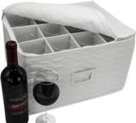 sorbus stemware storage chest: deluxe quilted case with dividers for safely storing 🍷 or transporting 12 glassware pieces, ideal for wine glasses, champagne flutes, goblets, and more (beige) логотип