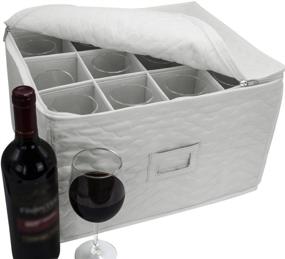 img 4 attached to Sorbus Stemware Storage Chest: Deluxe Quilted Case with Dividers for Safely Storing 🍷 or Transporting 12 Glassware Pieces, Ideal for Wine Glasses, Champagne Flutes, Goblets, and More (Beige)