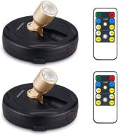 🔦 kanesiki battery operated spotlight: wireless picture lights, dimmable led puck light with rf remote control - stick-on lighting solution for dartboard, painting, artwork, closet, portrait - 2 pack логотип