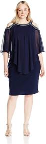 img 2 attached to 👗 Alex Evenings Plus Size Cocktail Dress: Popover Overlay for Women