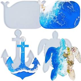 img 4 attached to 🐢 FUNSHOWCASE 3-in-1 Silicone Tray Molds for Epoxy Resin: Turtle, Whale, Anchor. Ideal for Serving Boards, Platters, Wall Hangings, Concrete, Cement, Polymer Clay. Extra Large Size: Length 12.5 inches