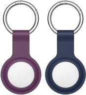 🔒 dadanism protective case for airtags 2021 - 2pack silicone tracker holder with key chain - dark blue+plum color - portable protector cover for airtags - easy attachment to keys, backpacks, liner bags logo