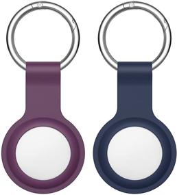 img 4 attached to 🔒 Dadanism Protective Case for Airtags 2021 - 2PACK Silicone Tracker Holder with Key Chain - Dark Blue+Plum Color - Portable Protector Cover for Airtags - Easy Attachment to Keys, Backpacks, Liner Bags