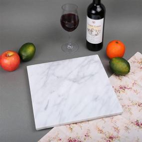 img 1 attached to 🧀 Organic Marble Cheese Board - 12" Square Cutting Board with Creative Home Design for Pastries and More