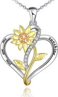 sianilvera you are my sunshine necklace for women - s925 sterling silver heart necklace with sunflower pendant - exquisite jewelry gifts for women, girls, mom, and wife logo