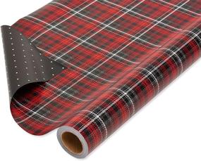img 4 attached to 🎁 Jumbo Roll of Reversible Pred and Black Plaid Christmas Wrapping Paper by American Greetings - 1 Pack, 175 sq. ft.