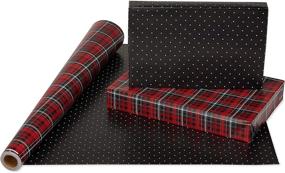 img 3 attached to 🎁 Jumbo Roll of Reversible Pred and Black Plaid Christmas Wrapping Paper by American Greetings - 1 Pack, 175 sq. ft.
