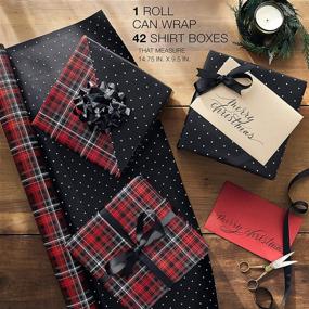 img 1 attached to 🎁 Jumbo Roll of Reversible Pred and Black Plaid Christmas Wrapping Paper by American Greetings - 1 Pack, 175 sq. ft.