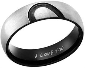 img 1 attached to Его и ее настоящее сердечное обещание: обручальное кольцо из титановой нержавеющей стали для пары со врезанным 'Я тебя люблю' - идеальный подарок для свадьбы / помолвки для девушки или парня