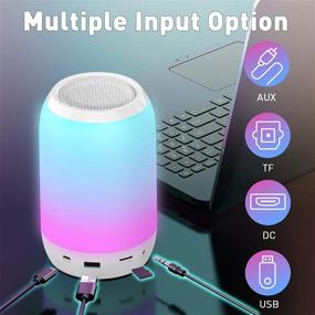 img 1 attached to 🔊 Wireless Portable Bluetooth Speaker with Night Light - Enhanced Stereo Sound and Deep Bass - Table Lamp for Bedside - Supports TWS/TF Card/AUX-in - White