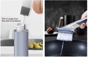 img 1 attached to 🧽 TENTA TENTA Soap Dispensing Dish Brush with 2 Dish Brush and 3 Replacement Sponge Heads - Ideal for Kitchen Sink, Pots, and Dishes