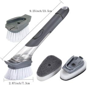 img 3 attached to 🧽 TENTA TENTA Soap Dispensing Dish Brush with 2 Dish Brush and 3 Replacement Sponge Heads - Ideal for Kitchen Sink, Pots, and Dishes