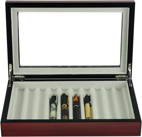 img 1 attached to 4 LESS CO 10 Pen Fountain Cherry Wood Display Case Holder 🖋️ Storage Organizer Collector Box 1601C: Elegant Solution for Storing and Displaying Your Pen Collection