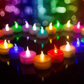 img 4 attached to 🕯️ 24-Pack Beichi Color Changing LED Tea Lights - Flameless Tealight Candles with Colorful Lights, Battery Operated Colored Fake Candles, No Flickering Light - White Base