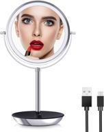 o’vantage rechargeable makeup mirror with lights - 1x 10x magnification, double-sided swivel, 54 pcs medical led lights, 3 color modes, dimmable touch screen, chrome finish логотип