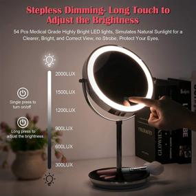 img 2 attached to O’Vantage Rechargeable Makeup Mirror with Lights - 1X 10X Magnification, Double-Sided Swivel, 54 Pcs Medical LED Lights, 3 Color Modes, Dimmable Touch Screen, Chrome Finish