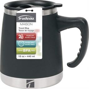 img 1 attached to Trudeau Maison Umbria Desk Mug - Sleek 15 oz Black Mug with Generous Capacity - Ideal for Home or Office