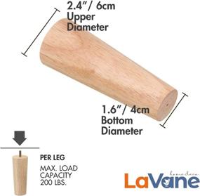 img 3 attached to 🪑 Set of 4 La Vane 6 inch/15cm Wooden Furniture Legs - Solid Wood Tapered M8 Replacement Feet with Pre-Drilled 5/16 Inch Bolt & Mounting Plate & Screws - Ideal for Couches, Sofas, Cabinets, Ottomans