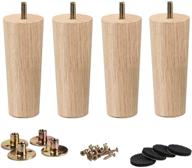 🪑 set of 4 la vane 6 inch/15cm wooden furniture legs - solid wood tapered m8 replacement feet with pre-drilled 5/16 inch bolt & mounting plate & screws - ideal for couches, sofas, cabinets, ottomans logo