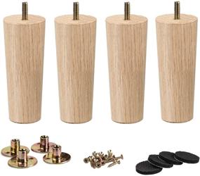 img 4 attached to 🪑 Set of 4 La Vane 6 inch/15cm Wooden Furniture Legs - Solid Wood Tapered M8 Replacement Feet with Pre-Drilled 5/16 Inch Bolt & Mounting Plate & Screws - Ideal for Couches, Sofas, Cabinets, Ottomans