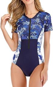 img 4 attached to Runtlly Women's Patchwork Swimwear: Stylish Protection Swimsuit 👙 for Enhanced Sun Safety, Available in Swimsuits & Cover Ups