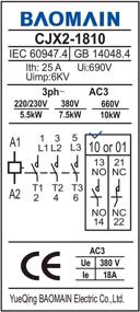 img 1 attached to Baomain Contactor CJX2 1810 Phase 3 Pole