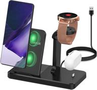 🔌 3 in 1 wireless charger stand station with type c charge port compatible with fossil gen 4, gen 5e 42mm/44mm charger, s21, buds pro, gen 5 julianna carlyle charger - multiple charger logo