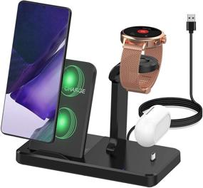 img 4 attached to 🔌 3 in 1 Wireless Charger Stand Station with Type C Charge Port Compatible with Fossil Gen 4, Gen 5E 42mm/44mm Charger, S21, Buds Pro, Gen 5 Julianna Carlyle Charger - Multiple Charger