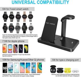 img 3 attached to 🔌 3 in 1 Wireless Charger Stand Station with Type C Charge Port Compatible with Fossil Gen 4, Gen 5E 42mm/44mm Charger, S21, Buds Pro, Gen 5 Julianna Carlyle Charger - Multiple Charger