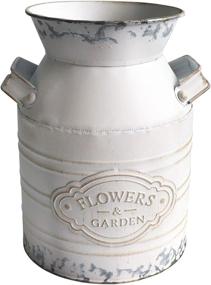 img 4 attached to 🌻 MISIXILE Vintage Farmhouse Vase with Metal Galvanized Milk Can – Shabby Chic Flowers Jug Vase, Country Rustic Decorative Buckets for Home Decor and Planting, with Handle