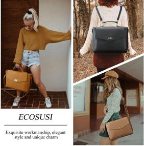 img 3 attached to 👜 ECOSUSI Vintage Mustard Yellow Satchel Handbag - Crossbody Messenger Bag, Convertible Work Shoulder Bag