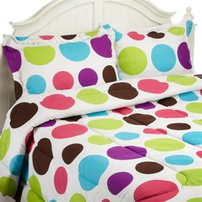img 3 attached to 🌈 Divatex Home Fashions Jumbo Dot Mini Comforter Set, Multi Bright, Full/Queen