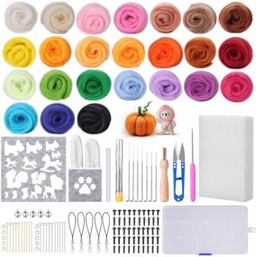img 4 attached to 🧶 Felt Needle Felting Kit, FIXM - 24 Colors Wool Roving Set for Felting Needles, Complete Starter Kit with Wool Felt Tools and Fiber Yarn - DIY Needle Felting Supplies