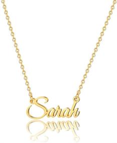 img 4 attached to Custom Name Necklace Personalized, 14K Gold Plated Stainless Steel Name Plate Necklace for Women, Men, Girls - Gold, Rose Gold, Silver Color - Customized Name Word Necklace - MONOOC